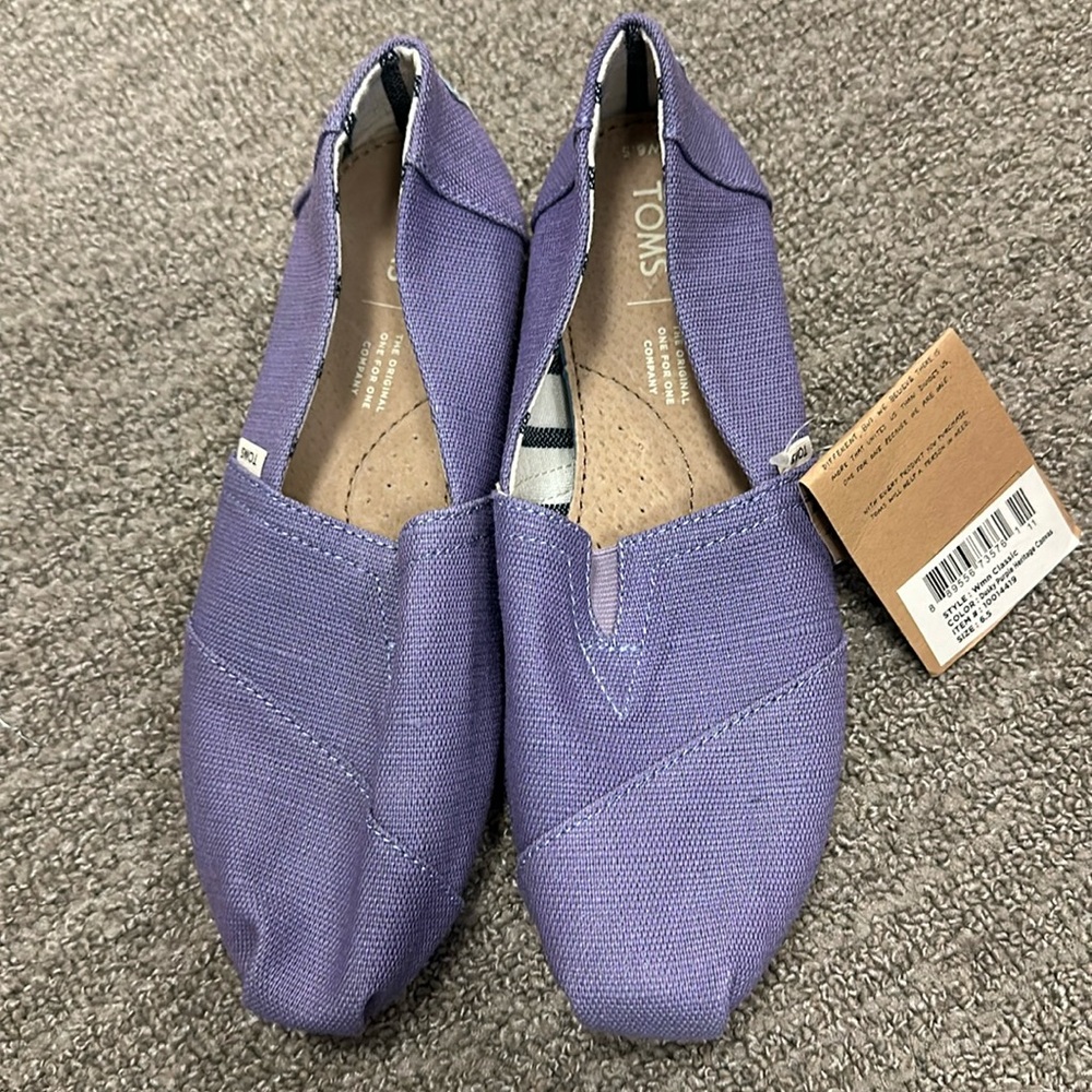 NWT- TOMS Classic Alpargata 1.0 Heritage Canvas Shoes - purple - 6.5
